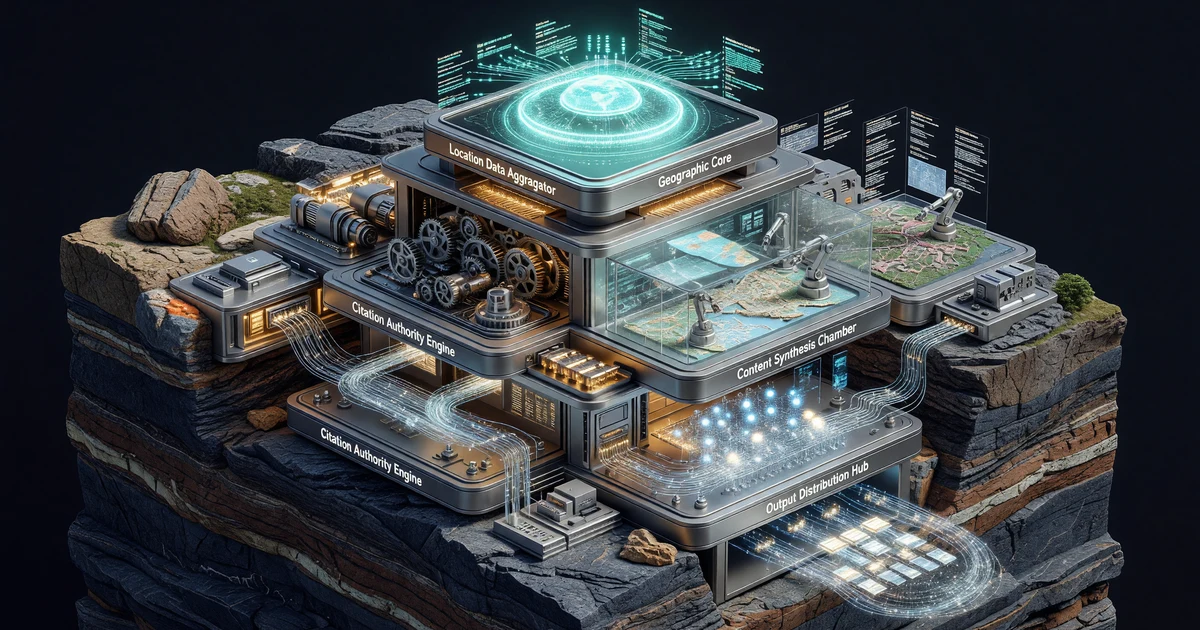 Geographic content strategy dashboard showing AI citation tracking