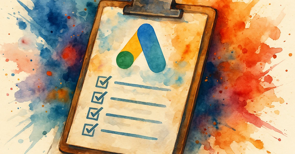 Media buyer reviewing a Google Ads account takeover checklist on a desktop screen