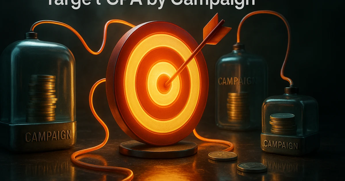 A media buyer's screen showing three campaigns in one ad account, each with a different CPA target
