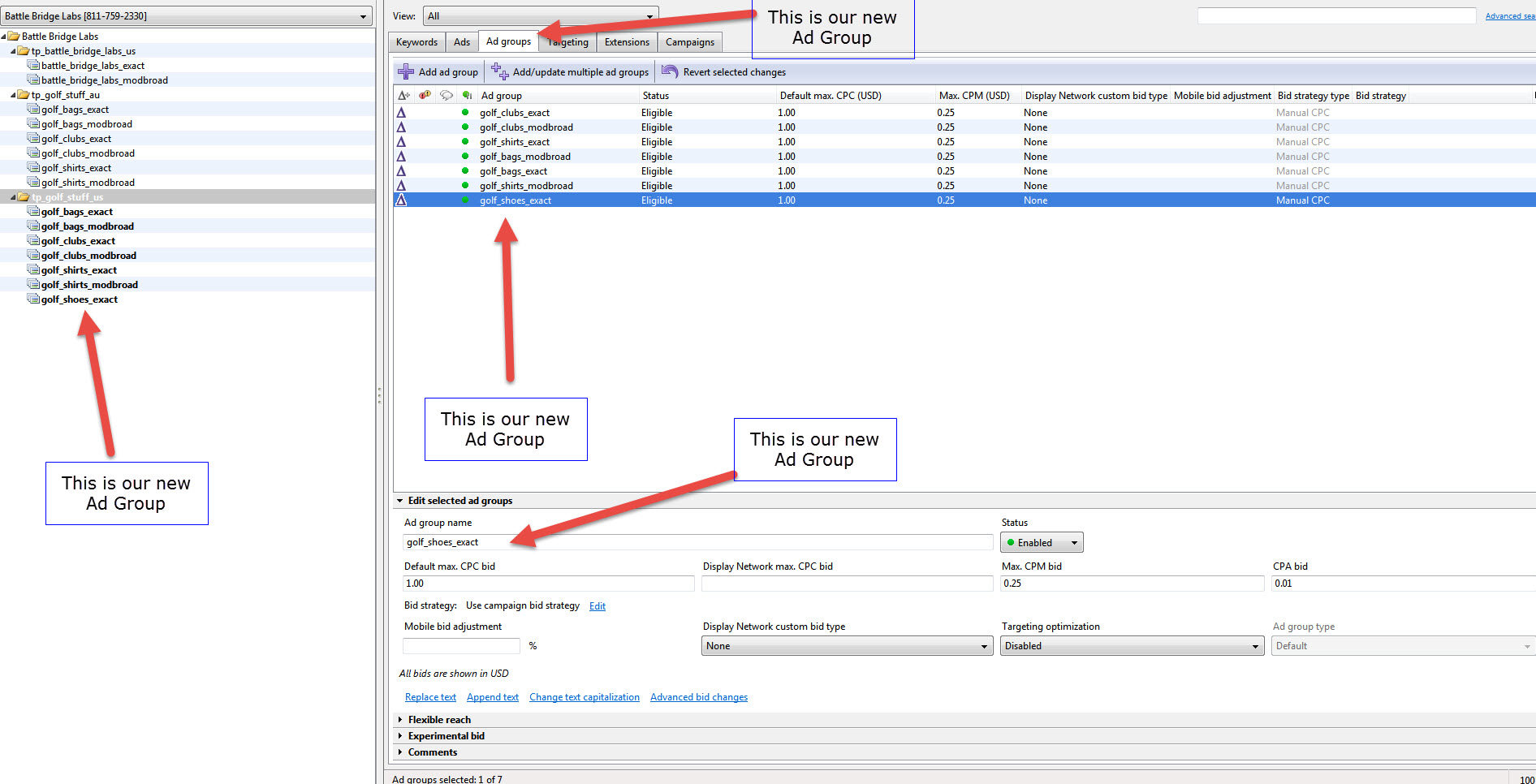 AdWords Editor Synced