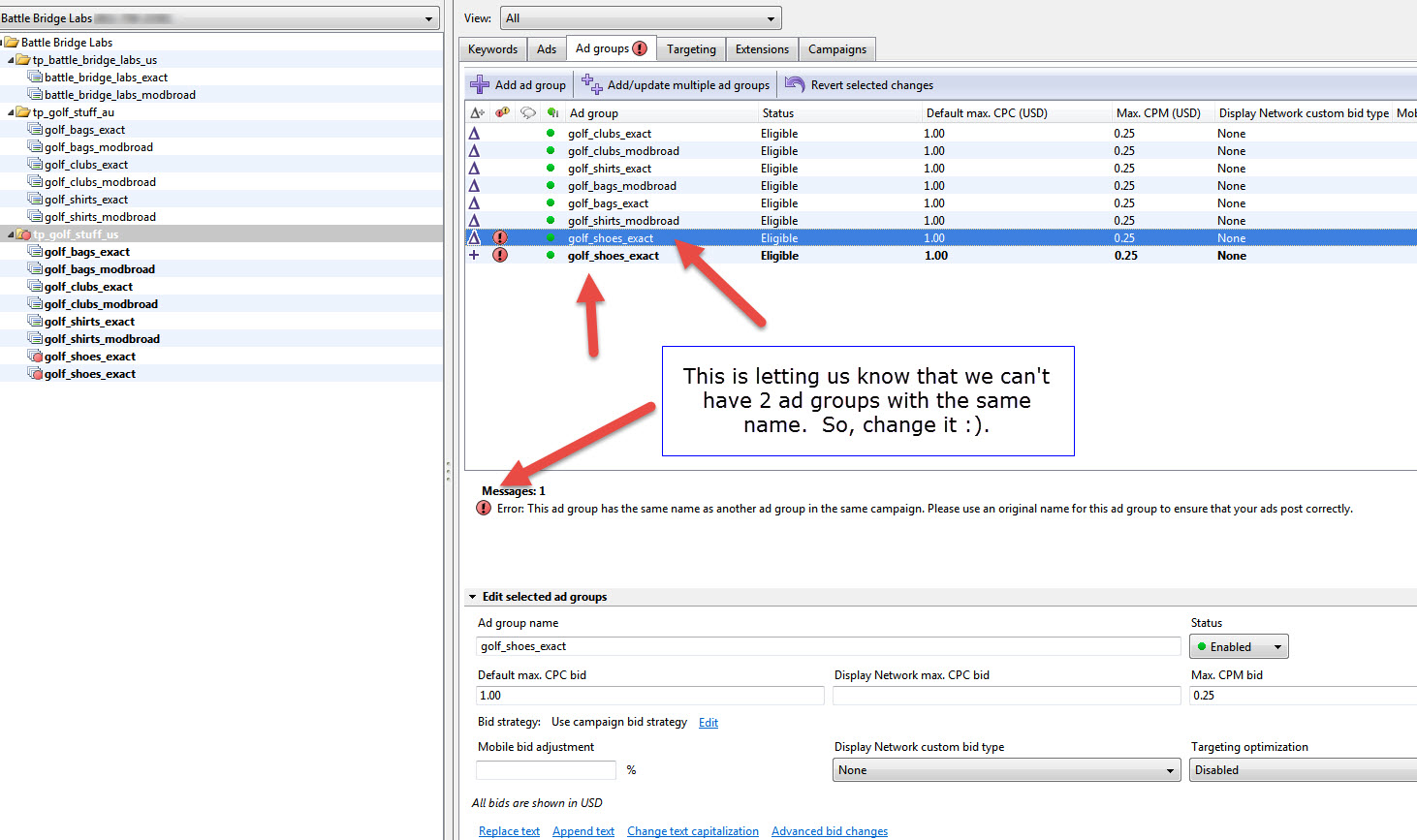 Cloning Ad Group Step 1