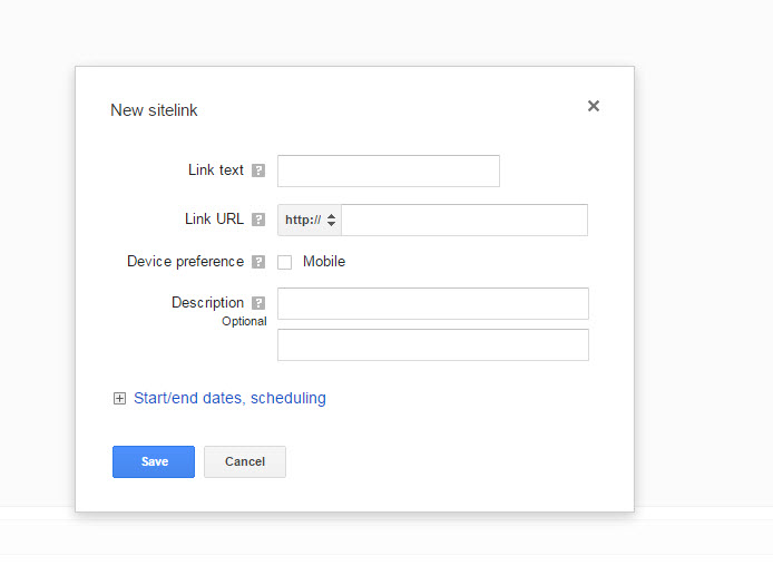 Sitelinks Setup Step 2