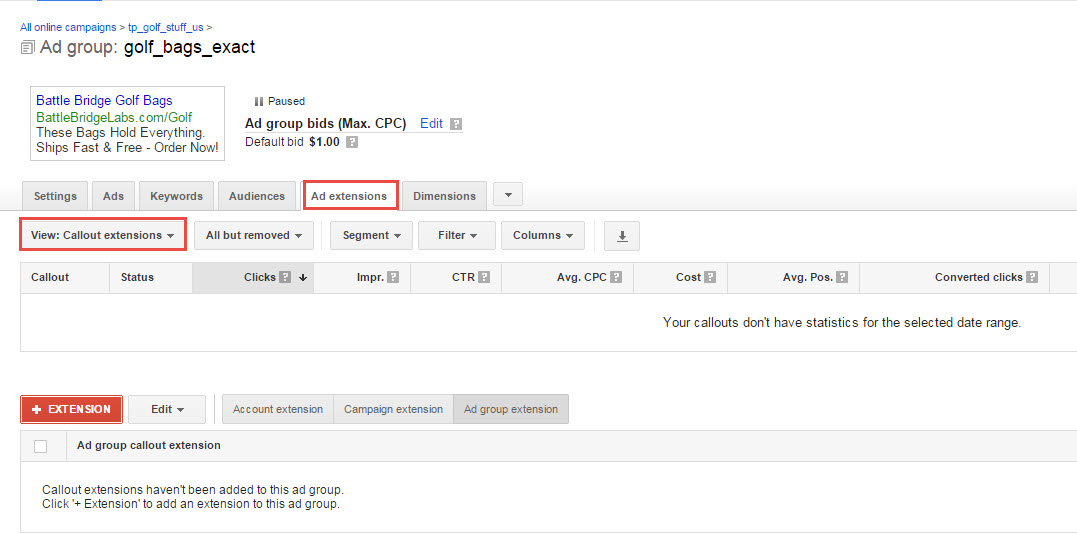 Callout Extensions Setup