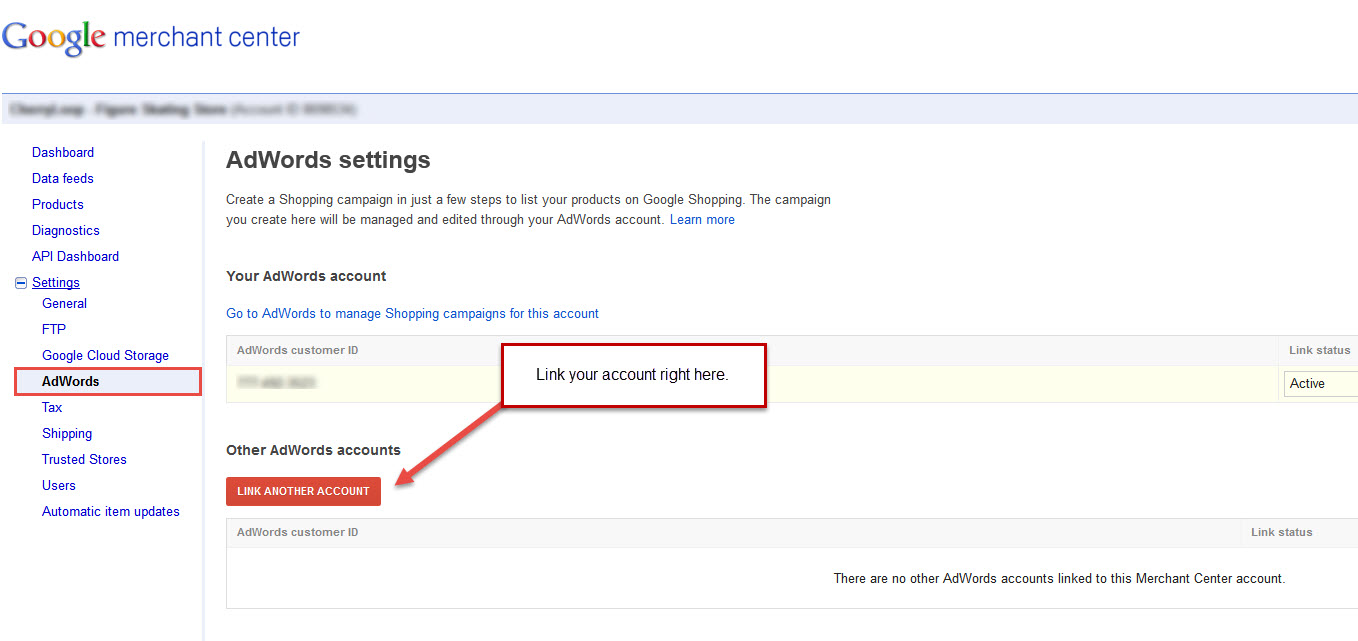 Merchant Center Linking