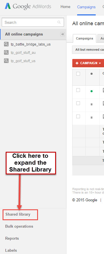 Remarketing Shared Library Tab