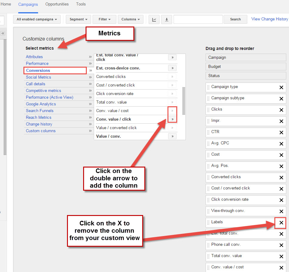 Custom Columns Selection